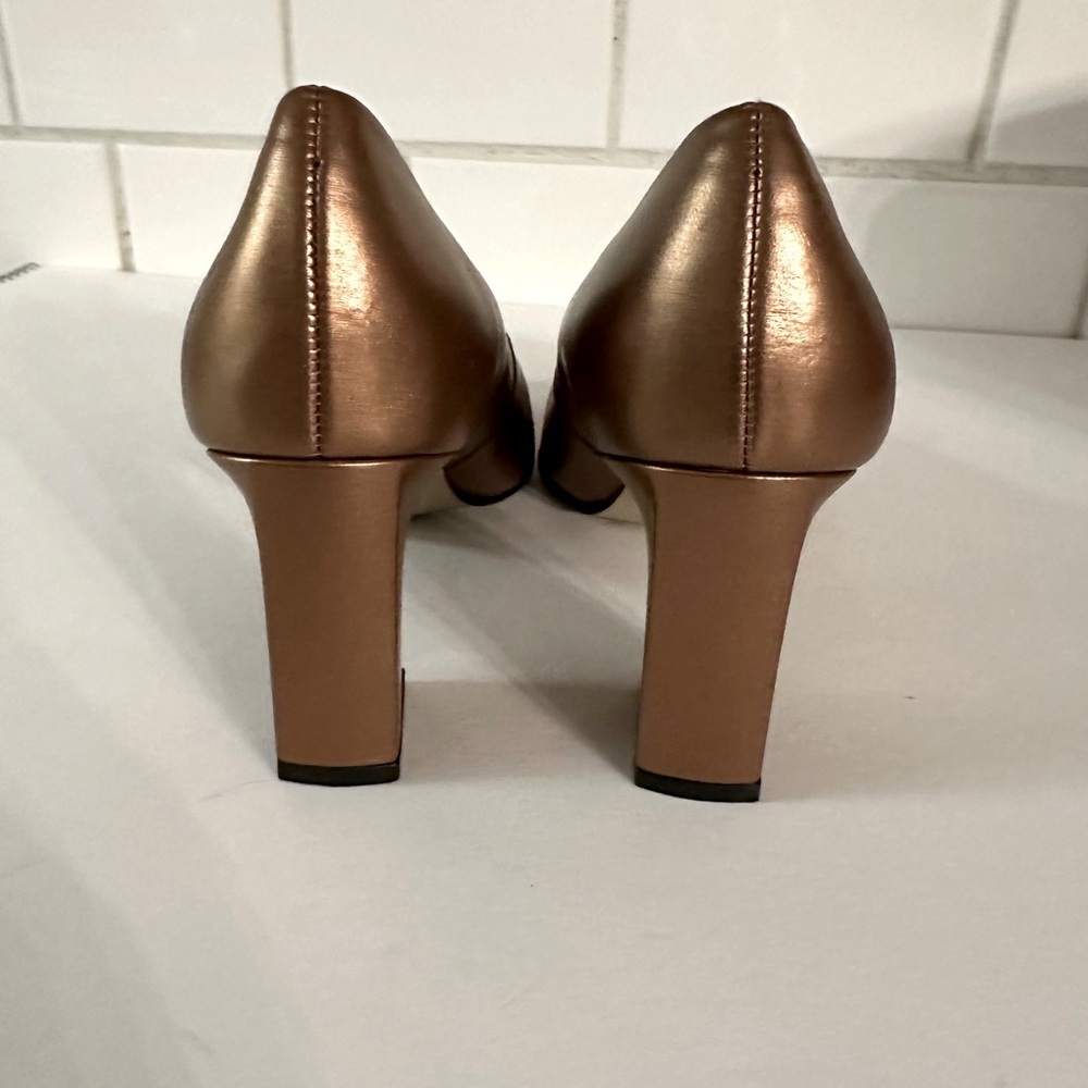 Y2K VINTAGE Cathy Jean 7 Gold  woman classic corpcore career leather 3” heel - Picture 5 of 9
